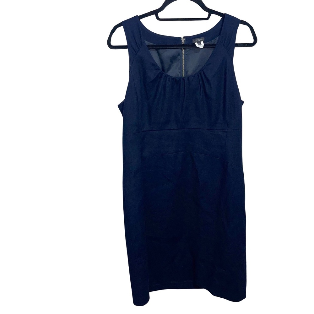 J.Crew Women's Career/Work Navy Blue Lined Sleeveless Dress 100% Cotton Sz 10